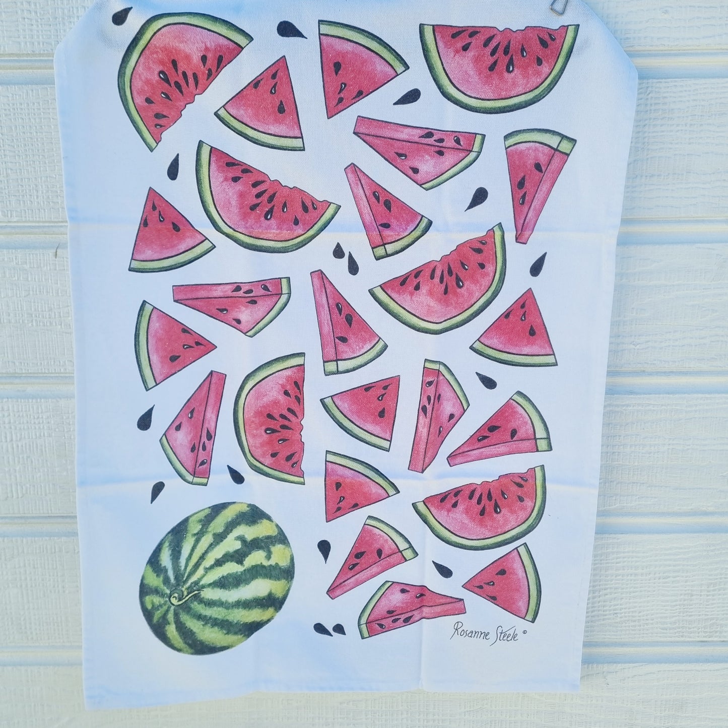 Melon Tea Towel in White