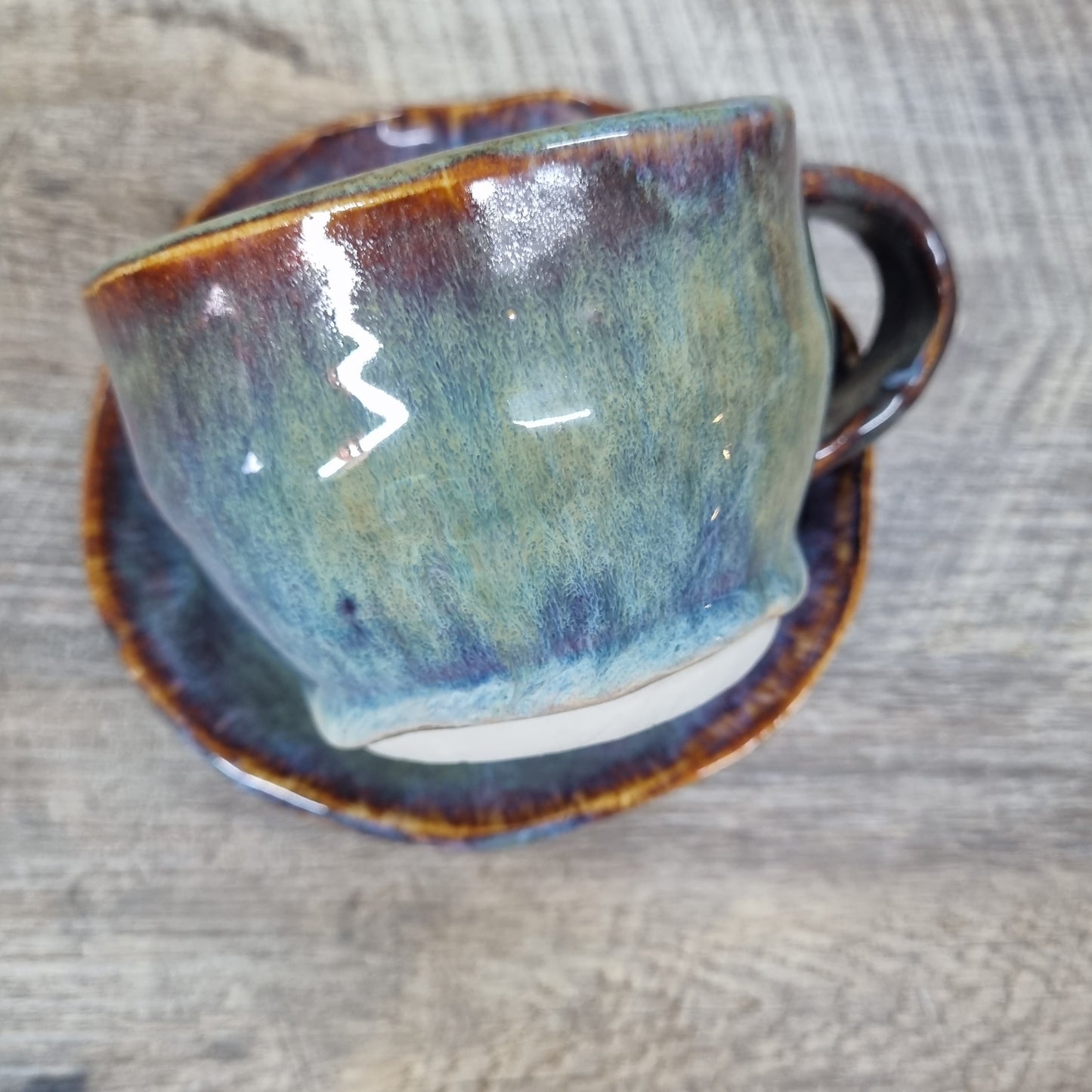 Pottery Mug & Saucer Set