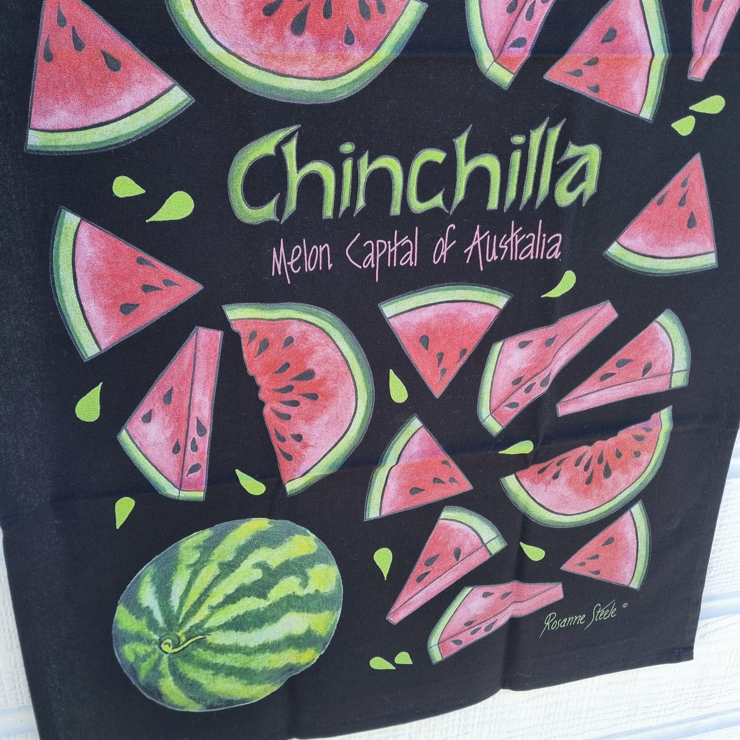 Melon Tea Towel in Black