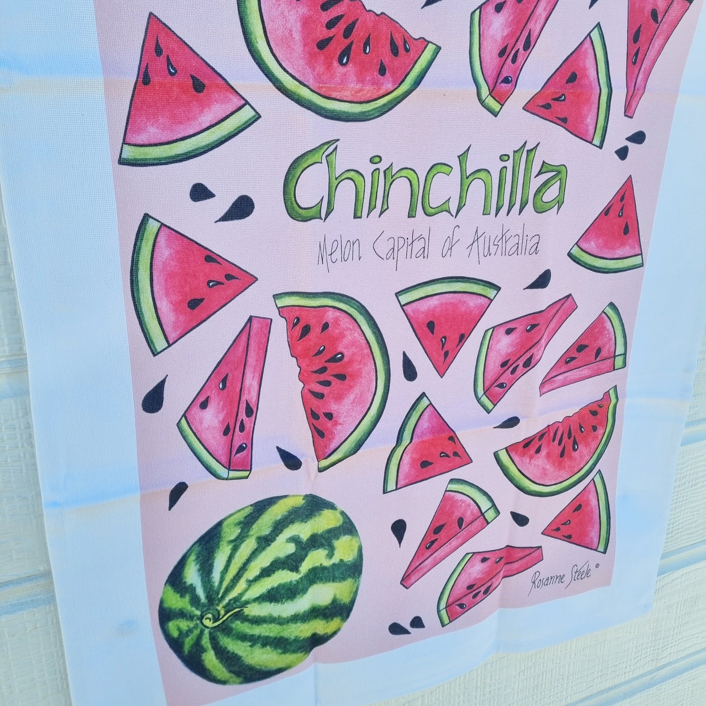 Melon Tea Towel in Pale Pink