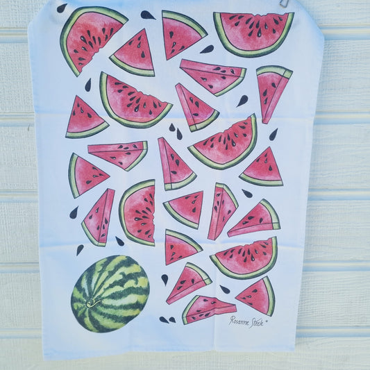 Melon Tea Towel in White