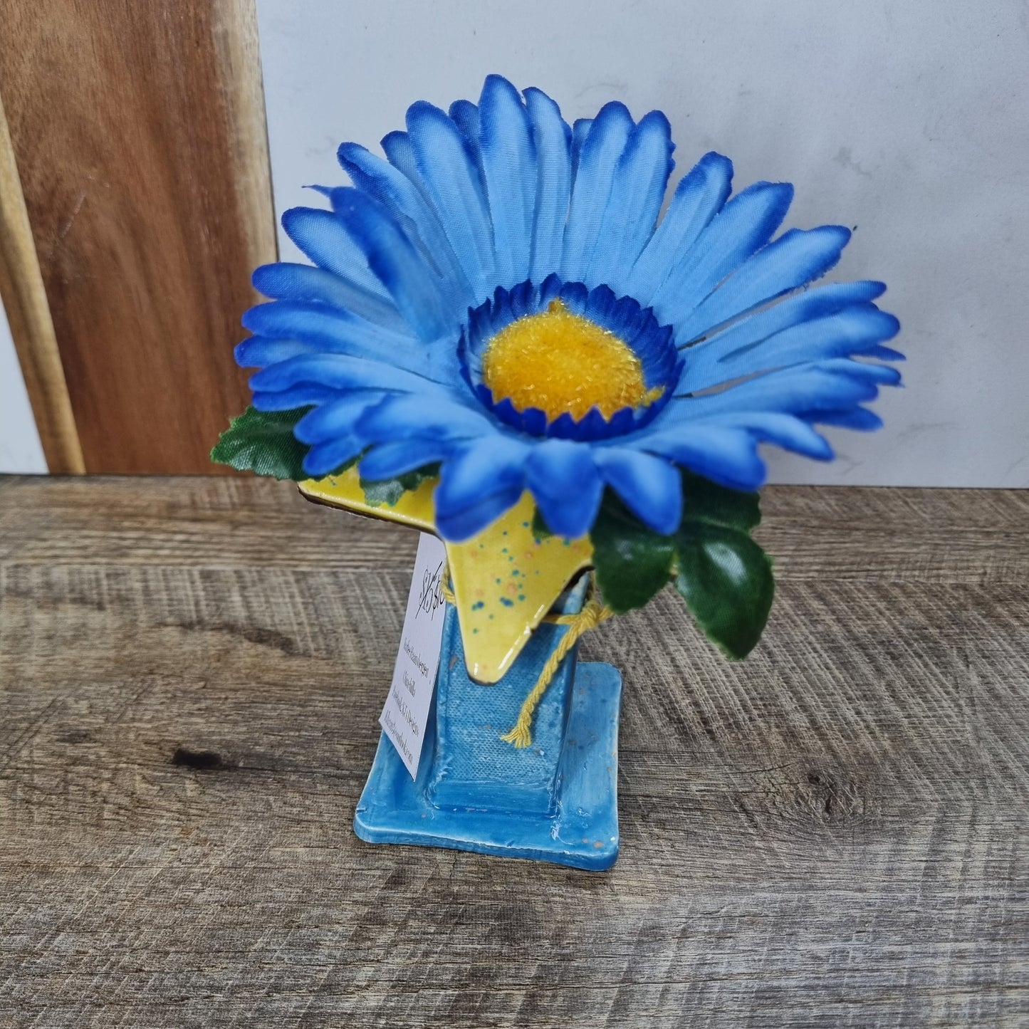 Bud Vase - Blue w Yellow Star