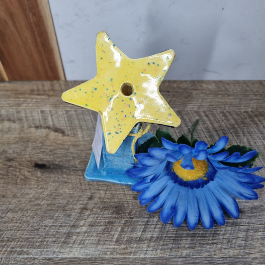 Bud Vase - Blue w Yellow Star