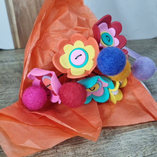 Clay Flower Bouquet - Rainbow Delight