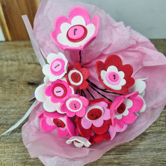 Clay Flower Bouquet - Red & Pink Romance