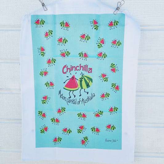 Quirky Melon Tea Towel in Aqua