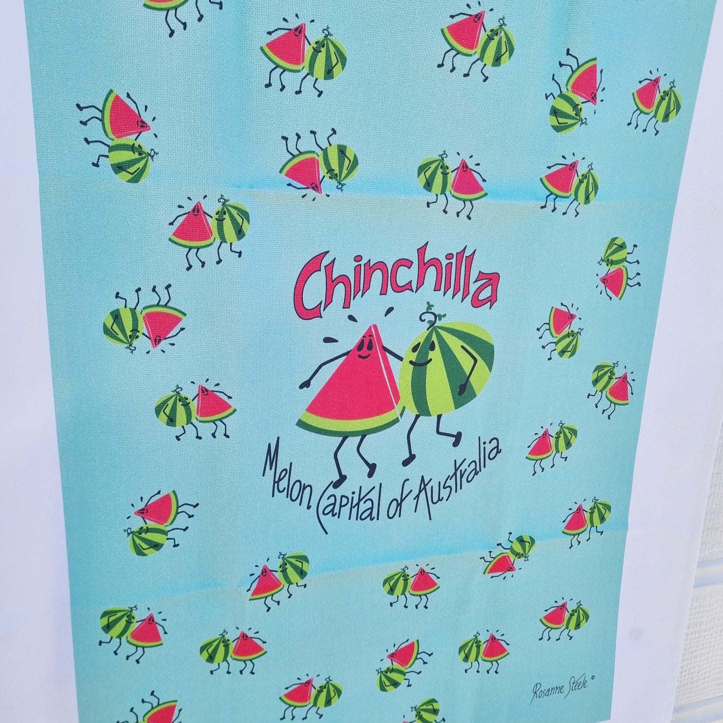 Quirky Melon Tea Towel in Aqua