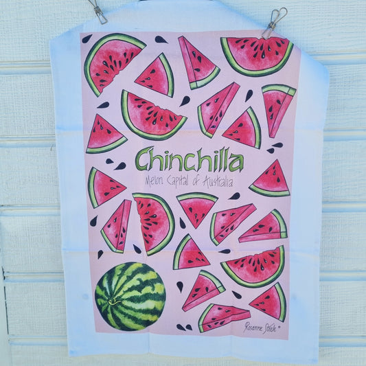 Melon Tea Towel in Pale Pink