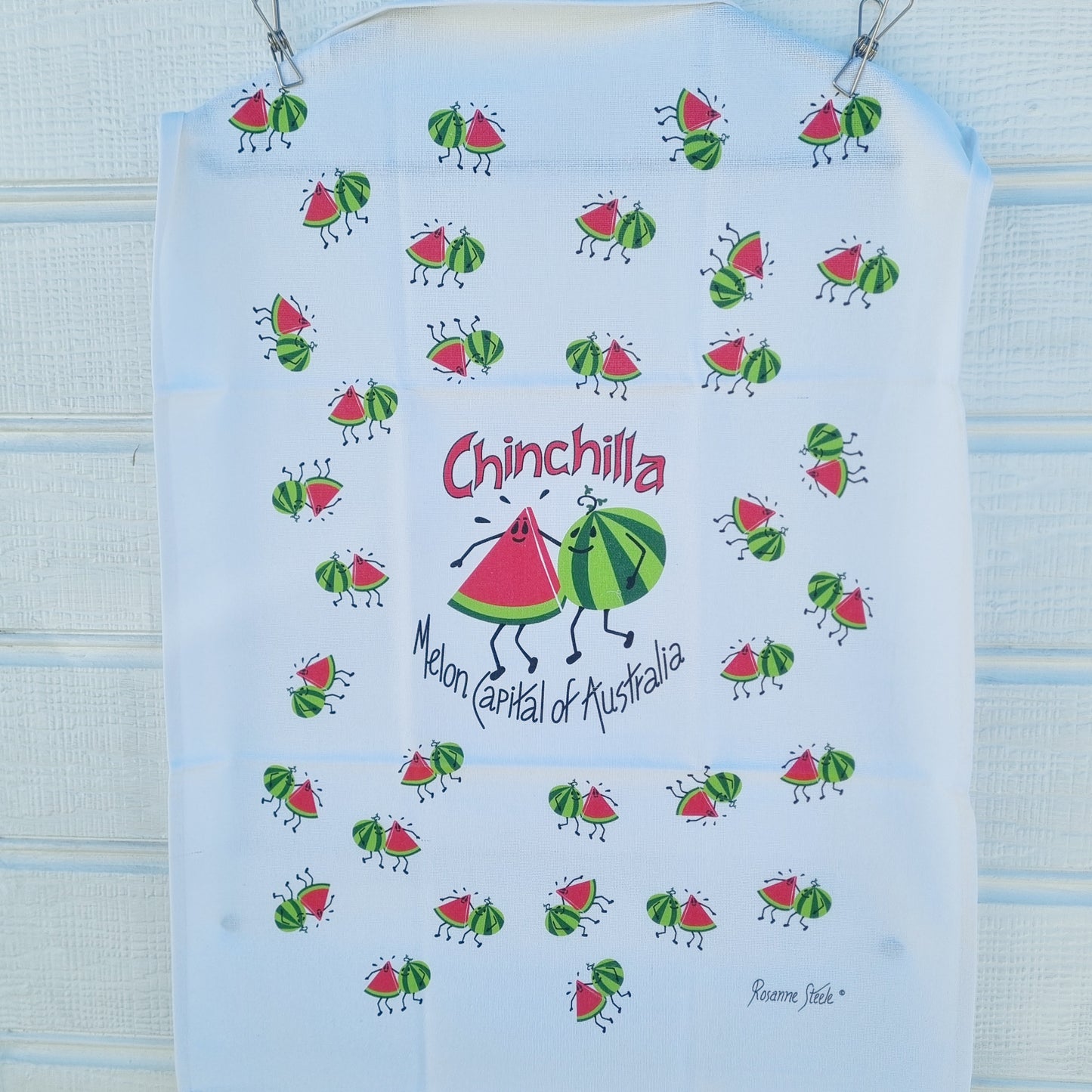 Quirky Melon Tea Towel in White